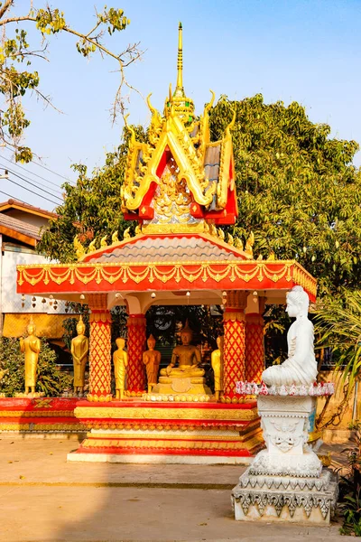 Азиатская Красивая Буддийская Архитектура Лаосе — стоковое фото