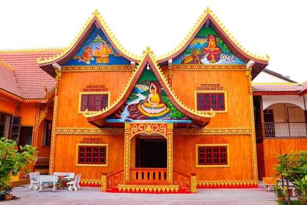 Arquitetura Decoração Templo Budista Laos — Fotografia de Stock