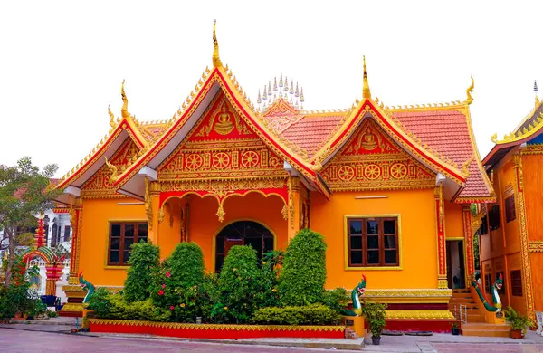 Буддийская Архитектура Декор Храма Лаос — стоковое фото