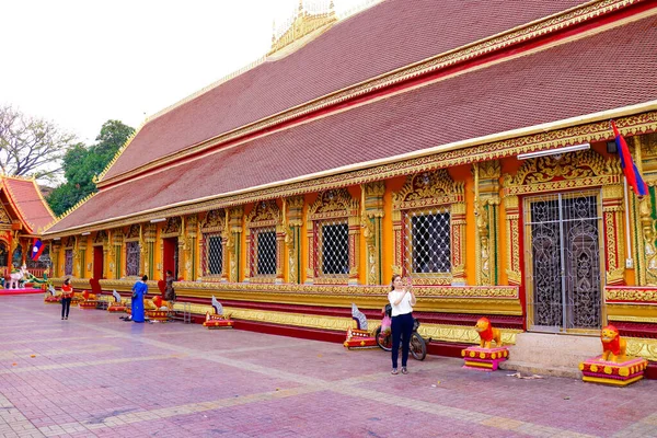 Budhistická Architektura Dekorace Chrámu Laos — Stock fotografie