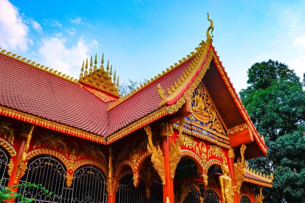 Arquitetura Decoração Templo Budista Laos — Fotografia de Stock