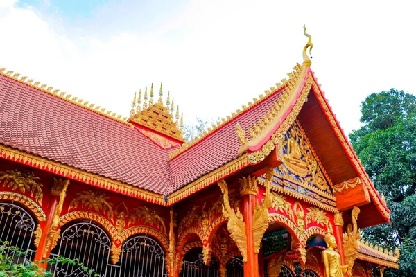 Arquitetura Decoração Templo Budista Laos — Fotografia de Stock