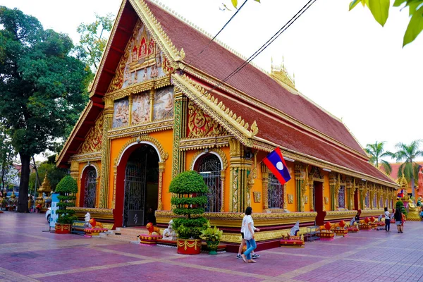 Architecture Décoration Temple Bouddhiste Laos — Photo