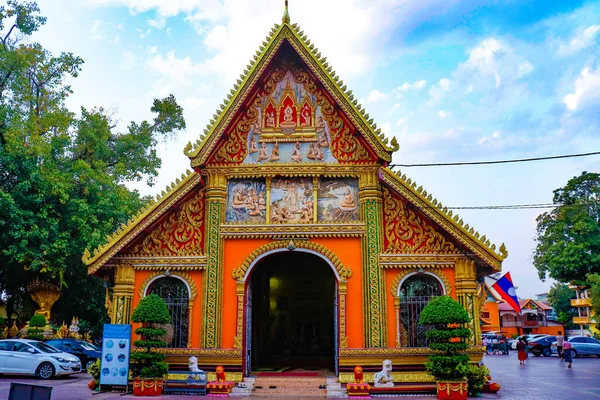 Budist Tapınağı Mimarisi Dekorasyonu Laos — Stok fotoğraf