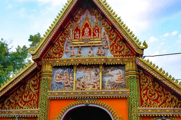 Architecture Décoration Temple Bouddhiste Laos — Photo