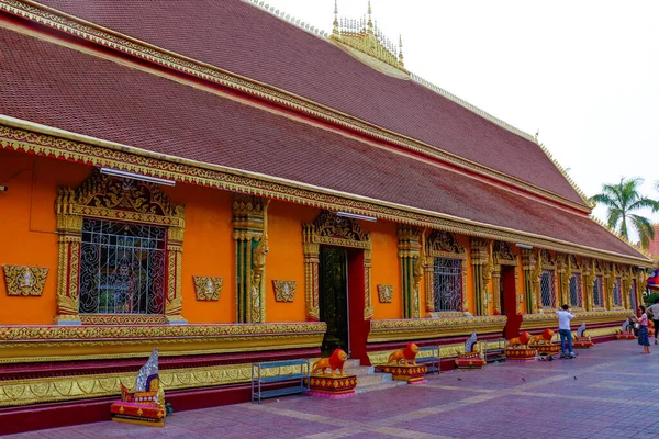 Arquitetura Decoração Templo Budista Laos — Fotografia de Stock