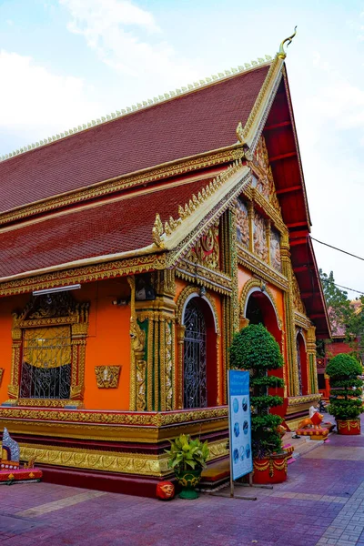 Budist Tapınağı Mimarisi Dekorasyonu Laos — Stok fotoğraf