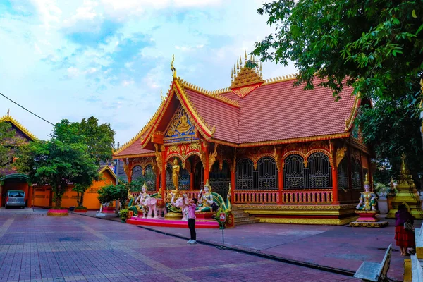 Architektura Dekoracja Świątyni Buddyjskiej Laos — Zdjęcie stockowe