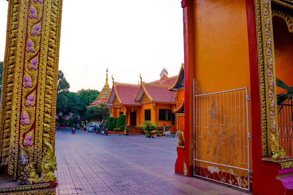 Βουδιστική Αρχιτεκτονική Ναού Και Διακόσμηση Λάος — Φωτογραφία Αρχείου