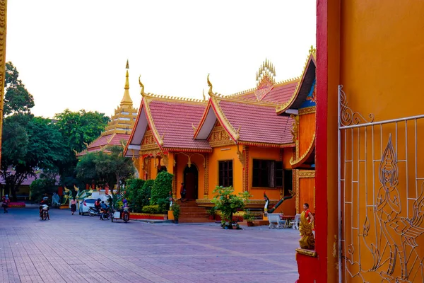 Architecture Décoration Temple Bouddhiste Laos — Photo