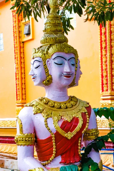 Asiatica Vecchia Architettura Statue Nel Tempio Buddista Laos — Foto Stock