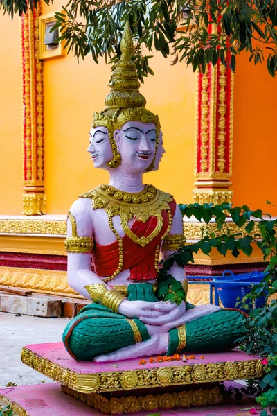 Asiatica Vecchia Architettura Statue Nel Tempio Buddista Laos — Foto Stock