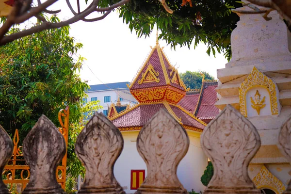 Старая Азиатская Архитектура Статуи Буддийском Храме Лаос — стоковое фото
