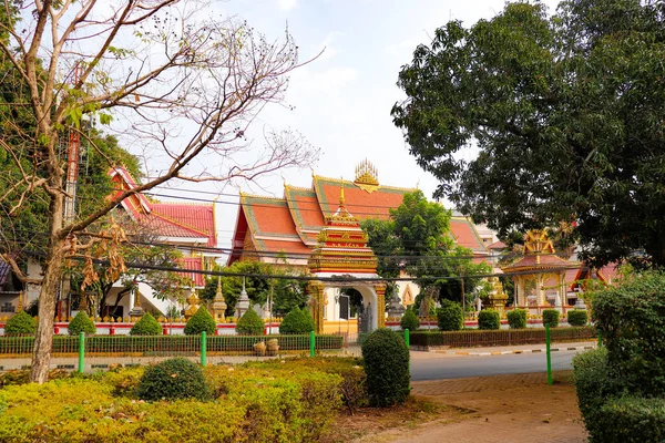 Arquitetura Decoração Templo Budista Luang Laos — Fotografia de Stock