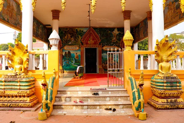 Arquitetura Decoração Templo Budista Luang Laos — Fotografia de Stock