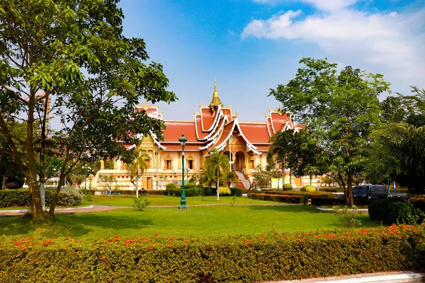 Bella Architettura Buddista Nel Tempio Luang Laos — Foto Stock