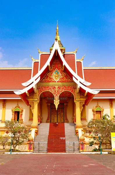 Luang Tapınağında Güzel Bir Budist Mimarisi Laos — Stok fotoğraf