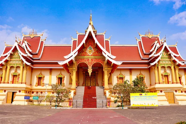 Vacker Buddhistisk Arkitektur Luang Temple Laos — Stockfoto