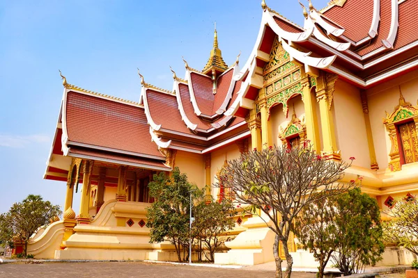 Όμορφη Βουδιστική Αρχιτεκτονική Στο Luang Temple Λάος — Φωτογραφία Αρχείου