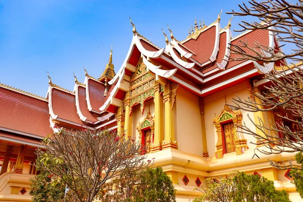 Hermosa Arquitectura Budista Templo Luang Laos — Foto de Stock