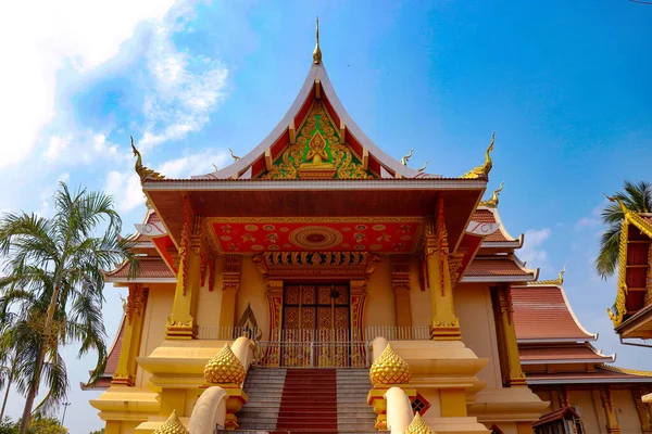 Vacker Buddhistisk Arkitektur Luang Temple Laos — Stockfoto