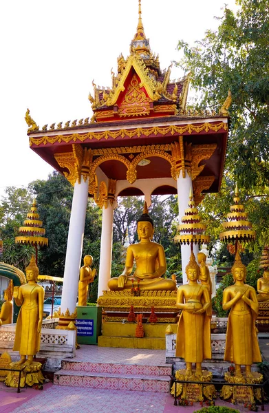Χρυσός Βούδας Στη Βιεντιάν Wat Saket Temple Λάος — Φωτογραφία Αρχείου