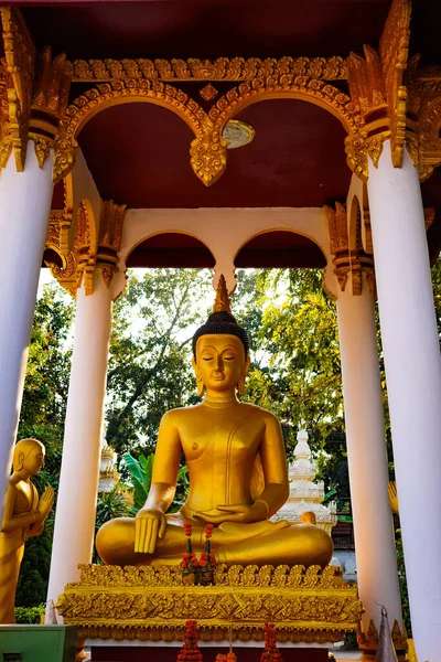 Buda Dourado Vientiane Templo Wat Saket Laos — Fotografia de Stock