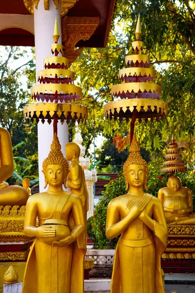 Zlatý Buddha Vientiane Wat Saket Temple Laos — Stock fotografie