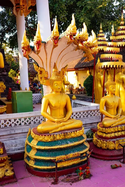 Zlatý Buddha Vientiane Wat Saket Temple Laos — Stock fotografie