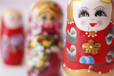 Rus matryoshka bebeklerinin güzel bir manzarası
