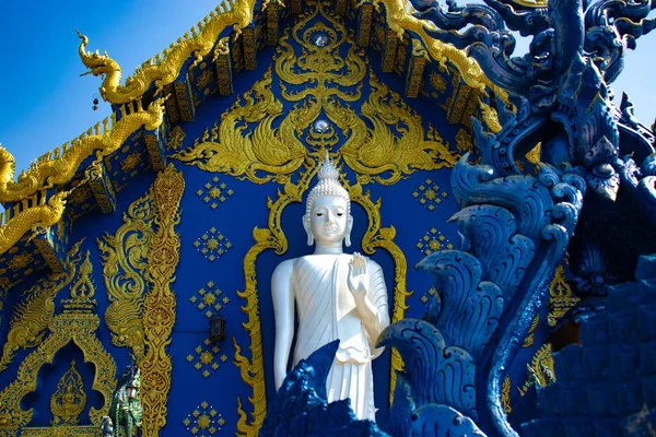 Thailand Det Chiang Rai Blå Tempel - Stock-foto