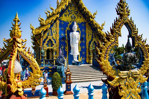 Thailand Det Chiang Rai Blå Tempel - Stock-foto