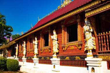 Chiang Rai, Tayland 'da Budist mimarisi ve dekorasyonu. 