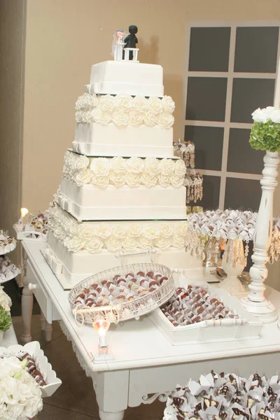 Hochzeitsdekorationen Und Süßigkeiten Aus Nächster Nähe — Stockfoto