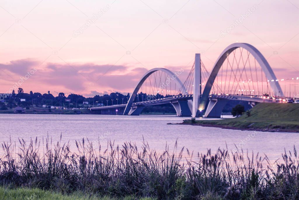 Bridge and lake in Brasilia , Brazil