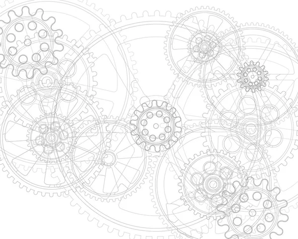 Drawing Gears White Background Vector Illustration Clip Art — Stock Vector