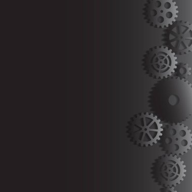  Gears'ı siyah bir arka plan illüstrasyon klip-art vektör