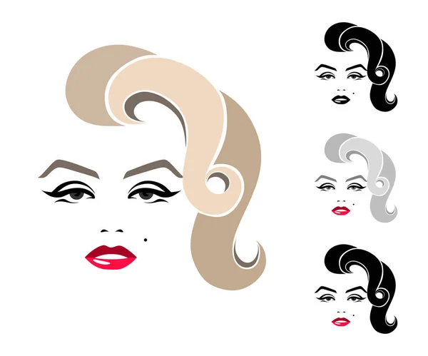 Marilyn Monroe Grafisches Porträt Logo Zeichen Symbol Emblem Symbol Isoliertes — Stockvektor