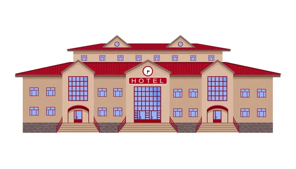 Hôtel Bâtiment Brique Classique Brique Légère Avec Toit Carrelé Rouge — Image vectorielle