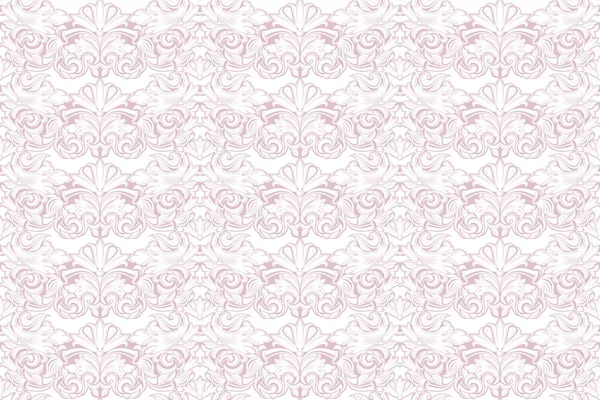 Fond Baroque Rose Clair Blanc Vintage Rococo Motifs Damassés Aux — Image vectorielle