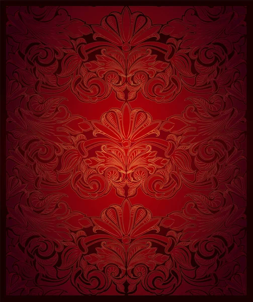 Royal Vintage Fond Élégant Rouge Avec Avec Motif Baroque Classique — Image vectorielle
