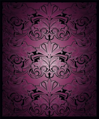 Royal, vintage, zarif dikey arka planda altın desenli klasik barok, Rokoko karanlık kenarları koyu pembe