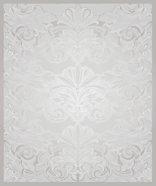 Fond Vertical Vintage Perle Blanche Avec Motif Baroque Classique Rococo — Image vectorielle