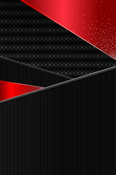 Fondo Geométrico Abstracto Vertical Negro Con Rojo Efecto Capas Diferentes — Vector de stock