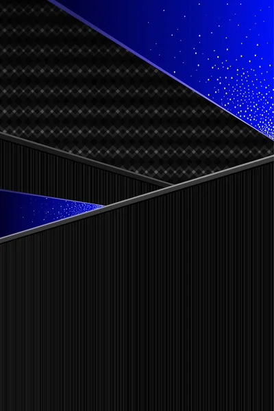 Fondo Geométrico Abstracto Vertical Negro Con Azul Ultramar Efecto Capas — Vector de stock