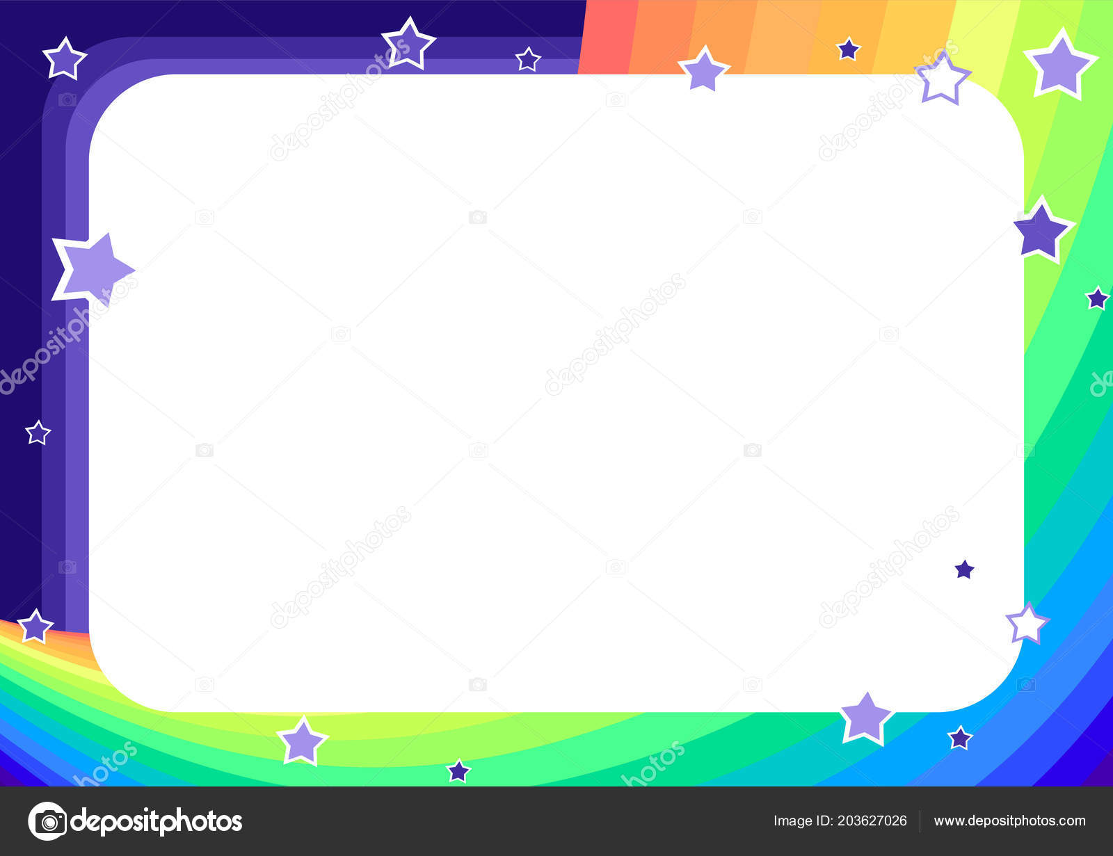 Ramme Med Regnbue Himmel Stjerner Tegneserie Stil Baggrund Børns  Meddelelser Stockvektor af ©Xennya 203627026, image size:1600x1231