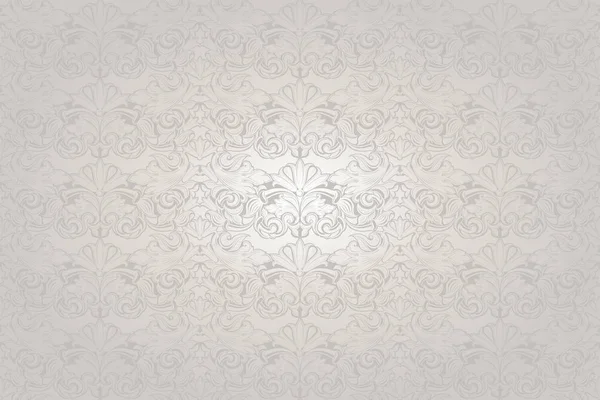 White Wedding Background Pearl Shine Royal Vintage Classic Baroque Pattern — Stock Vector