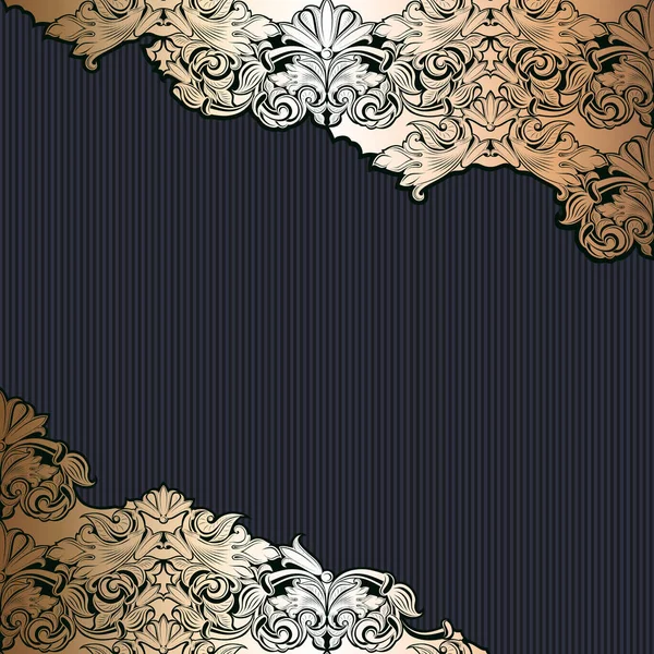 葡萄酒 哥特式背景黄金和黑色经典的巴洛克 洛可可饰品 方形格式 — 图库矢量图片