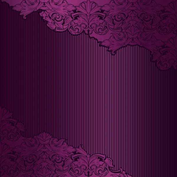 バイオレット マルサラ 紫ヴィンテージ背景 古典的なバロック様式パターン 暗いエッジ背景 カード 招待状 バナー を持つロココとロイヤル 正方形フォーマット — ストックベクタ
