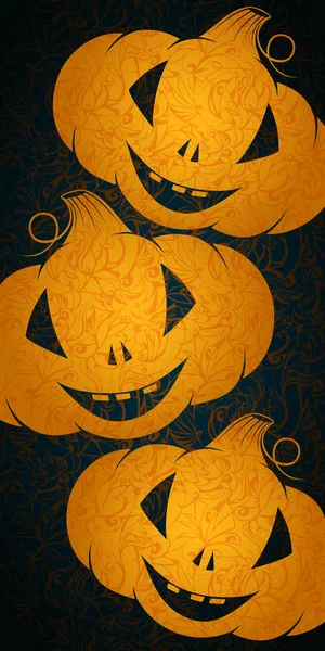 Halloween Háttér Egy Mosolygó Áttört Izzó Tökök Háttér Sötét Áttört — Stock Vector